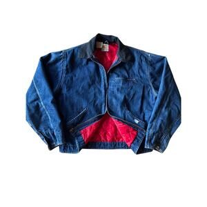 Vintage Carhartt Detroit 80LJ 80’s USA Made Denim Bloody Guts L Trucker Jacket